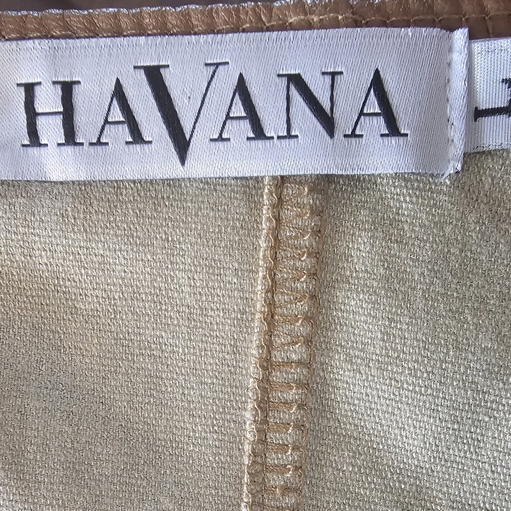 Havana Leather Look Crop Bandaue. Brown Mocha Color. Size Large. - Picture 4 of 5